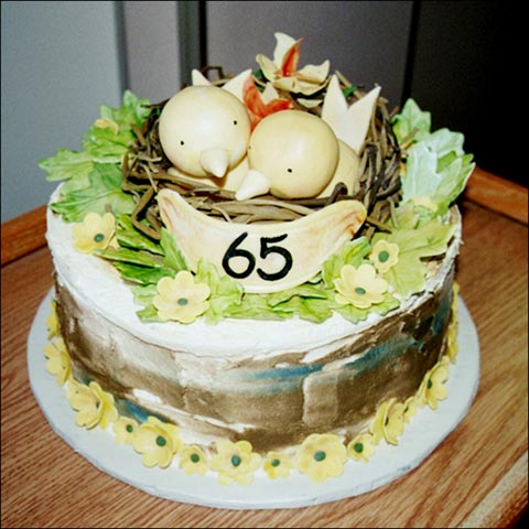 love birds anniversary cake
